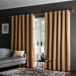 Lucca Ochre Eyelet Curtains and Cushion by Studio g